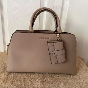 Anne Klein Taupe Dome Satchel with Matching Key Wallet